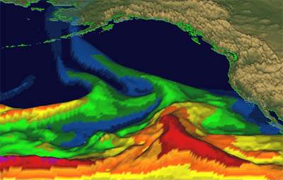 Moving image of an atmospheric river event from January 9, 2017