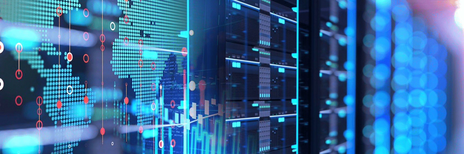 Credit: iStock Photos Illustration of a server room corridor and programming nodes