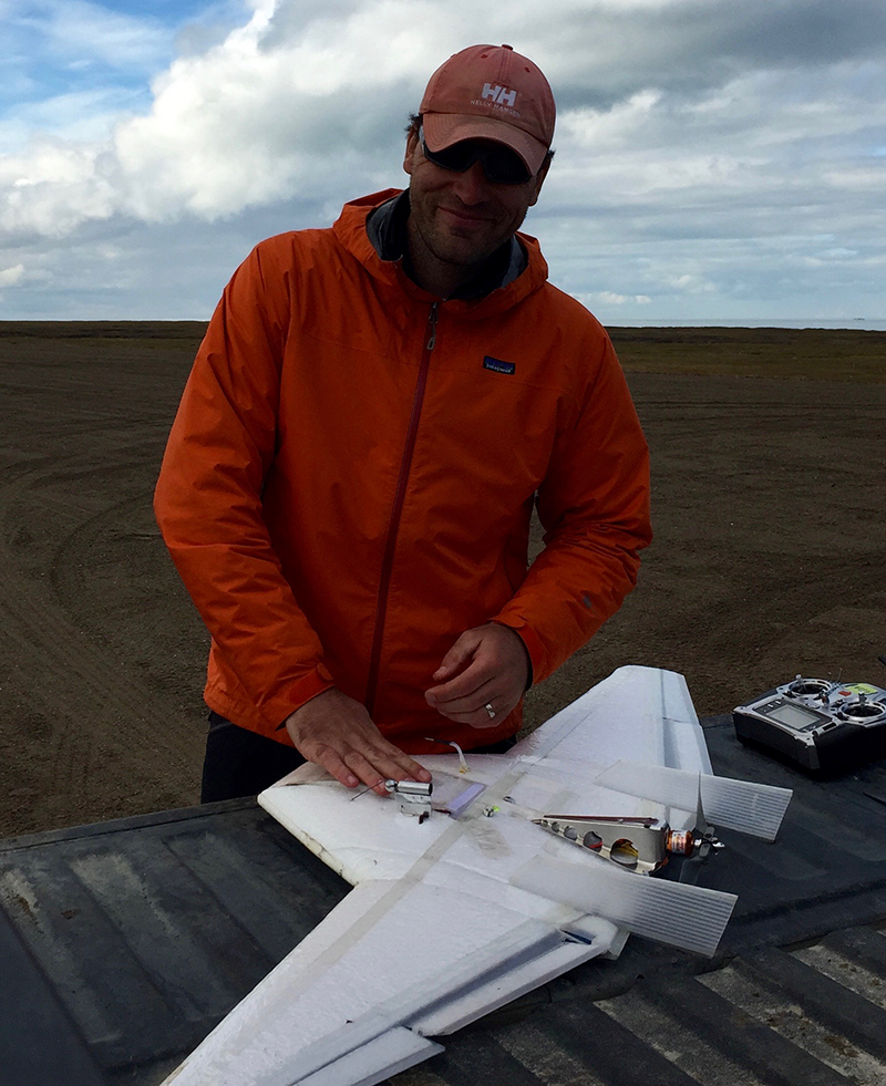 CIRES/NOAA scientist Gijs de Boer preparing a DataHawk 2 for launch during the ERASMUS field campaign in 2015.