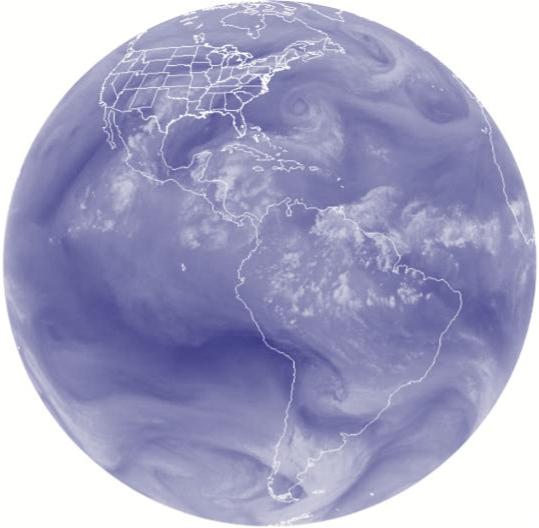 Satellite image showing cloud cover over the Earth.