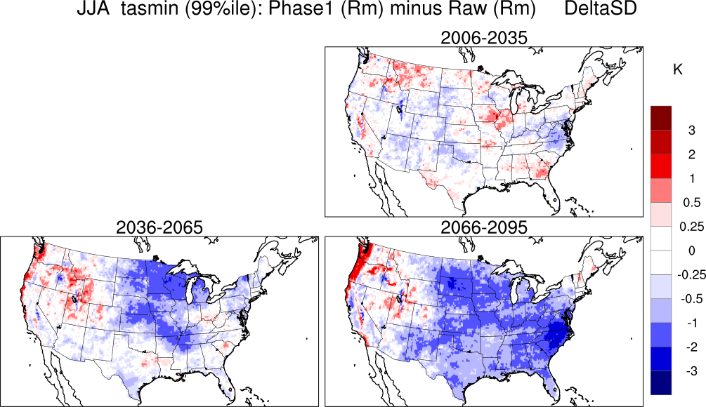 99 percentile minimum temperature continental US