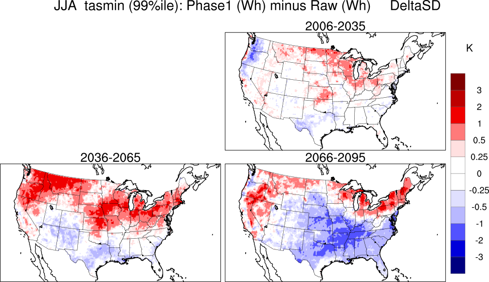 99 percentile minimum temperature continental US