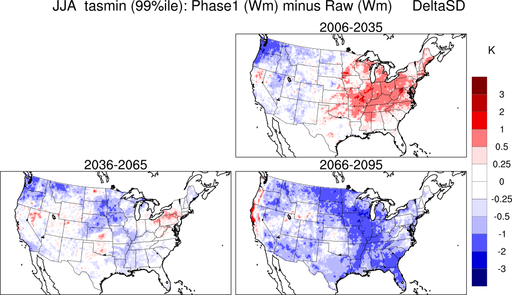 99 percentile minimum temperature continental US