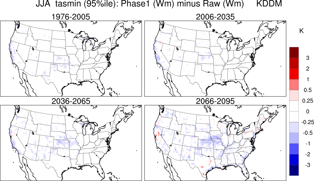 95 percentile minimum temperature continental US