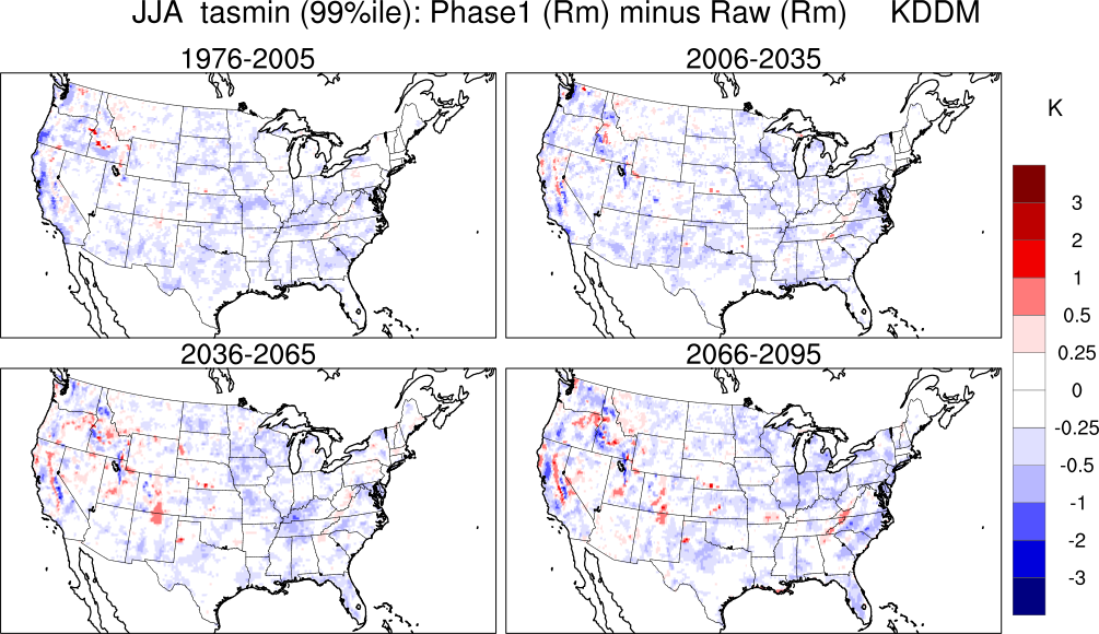 99 percentile minimum temperature continental US