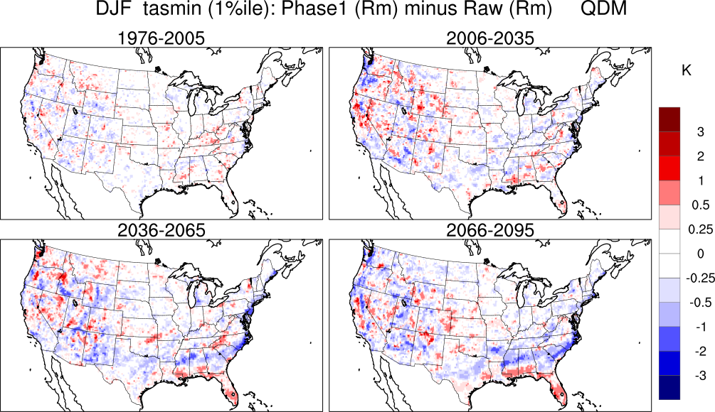 1 percentile minimum temperature continental US