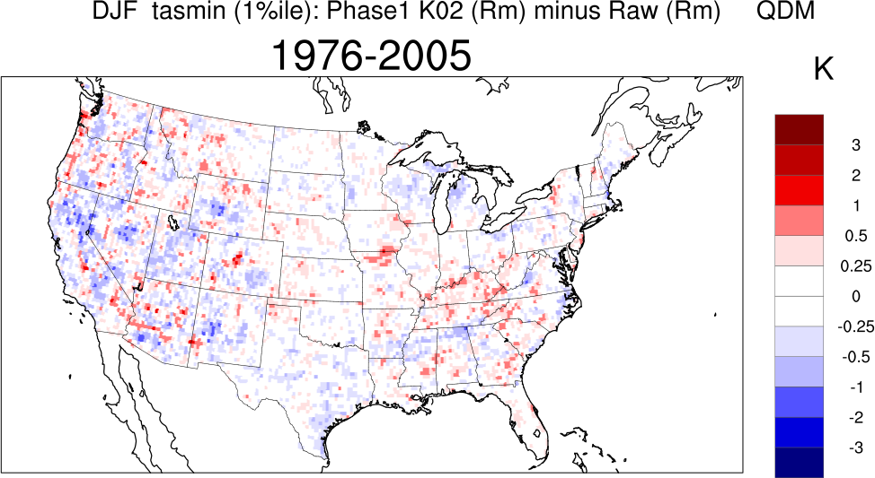1 percentile minimum temperature continental US