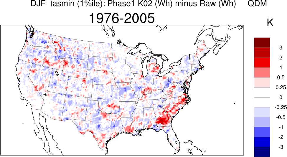 1 percentile minimum temperature continental US