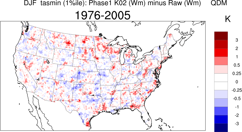 1 percentile minimum temperature continental US