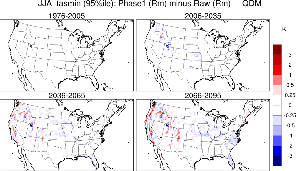 95 percentile minimum temperature continental US