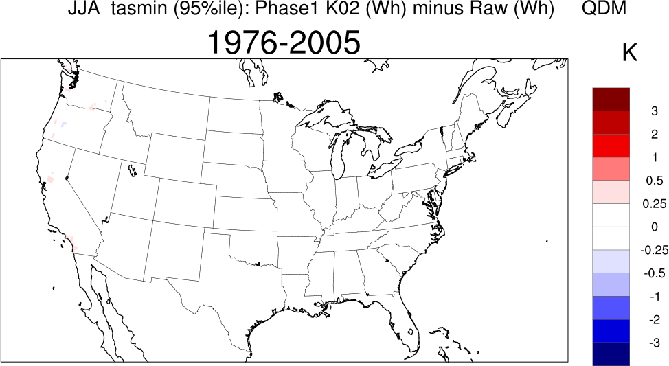 95 percentile minimum temperature continental US