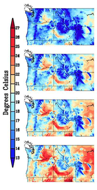 summer temperature comparision in the Pacific NW including areas of pika habitat